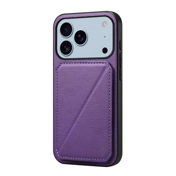 D04 Calf Texture Dual Card Slot Holder Phone Case, For iPhone 18 Pro / 17 Pro, For iPhone 18 Pro ...