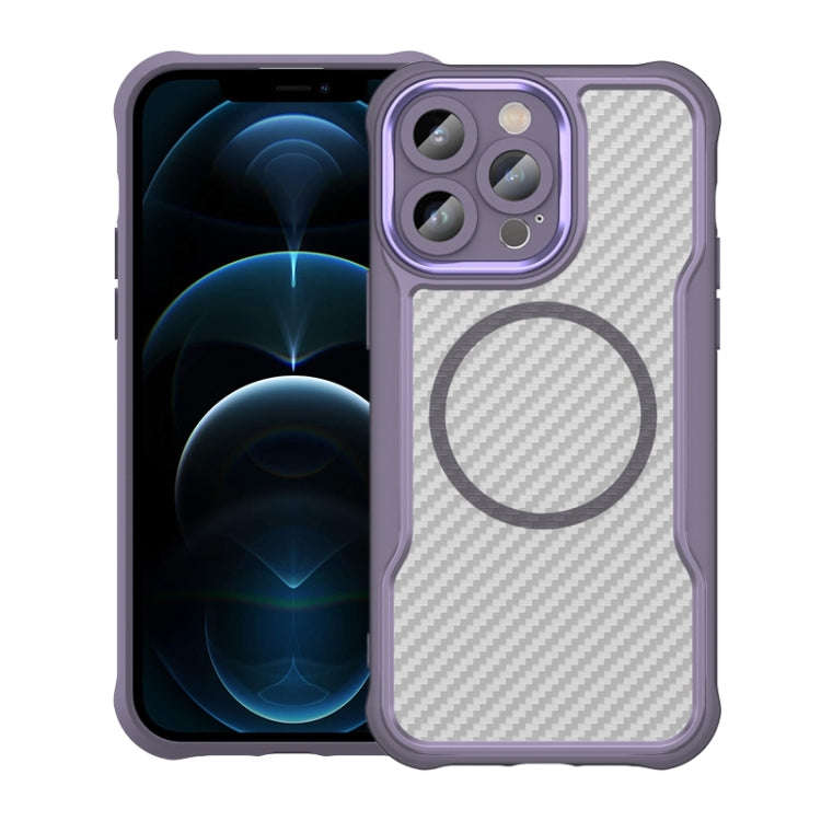 Carbon Fiber Texture MagSafe Translucent Phone Case, For iPhone 15 Pro, For iPhone 15 Plus / 14 P...