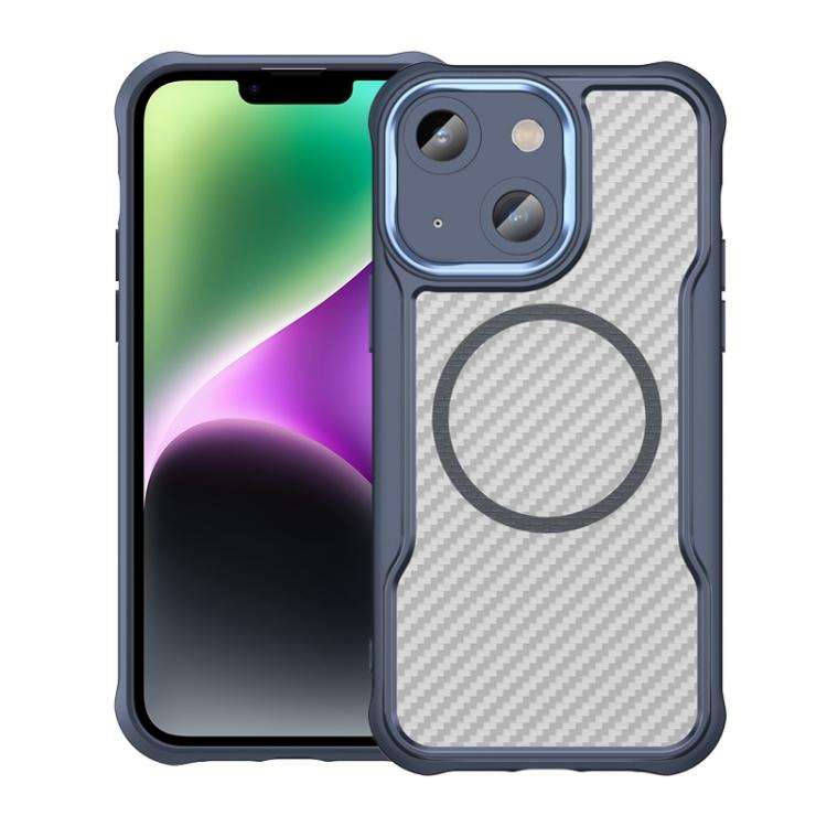 Carbon Fiber Texture MagSafe Translucent Phone Case, For iPhone 15 Pro, For iPhone 15 Plus / 14 P...