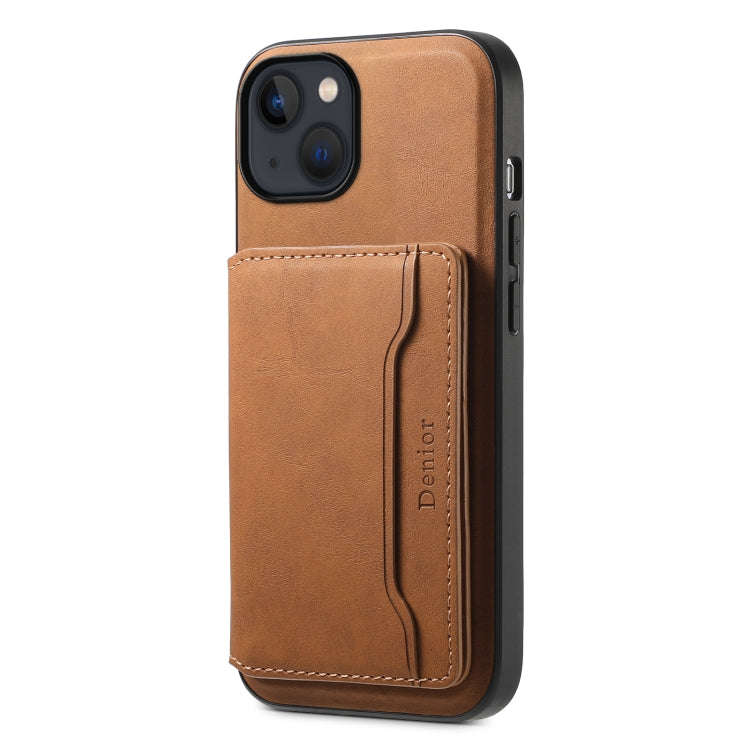 Denior D13 Retro Texture Leather MagSafe Card Bag Phone Case, For iPhone 18 Pro / 17 Pro, For iPh...