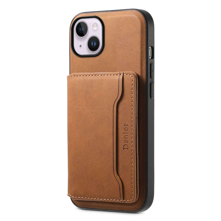 Denior D13 Retro Texture Leather MagSafe Card Bag Phone Case, For iPhone 18 Pro / 17 Pro, For iPh...