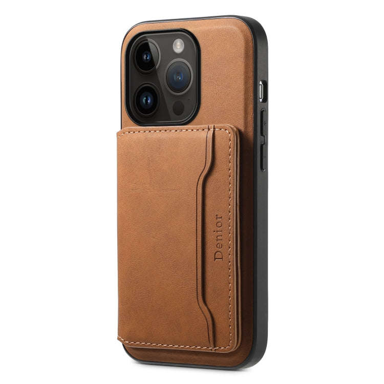 Denior D13 Retro Texture Leather MagSafe Card Bag Phone Case, For iPhone 18 Pro / 17 Pro, For iPh...