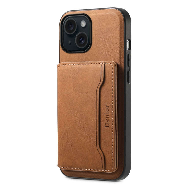 Denior D13 Retro Texture Leather MagSafe Card Bag Phone Case, For iPhone 18 Pro / 17 Pro, For iPh...