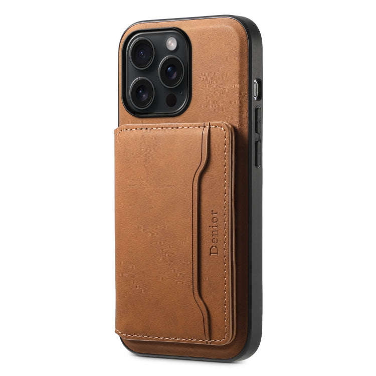 Denior D13 Retro Texture Leather MagSafe Card Bag Phone Case, For iPhone 18 Pro / 17 Pro, For iPh...