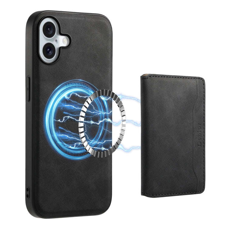 Denior D13 Retro Texture Leather MagSafe Card Bag Phone Case, For iPhone 18 Pro / 17 Pro, For iPh...