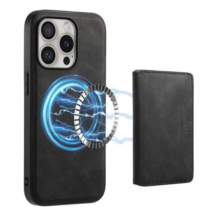 Denior D13 Retro Texture Leather MagSafe Card Bag Phone Case, For iPhone 18 Pro / 17 Pro, For iPh...
