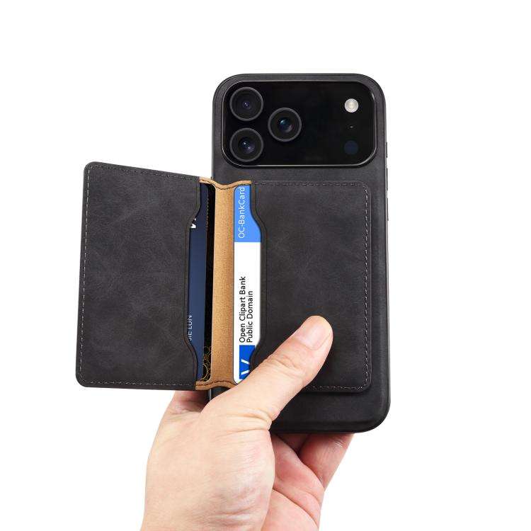 Denior D13 Retro Texture Leather MagSafe Card Bag Phone Case, For iPhone 18 Pro / 17 Pro, For iPh...