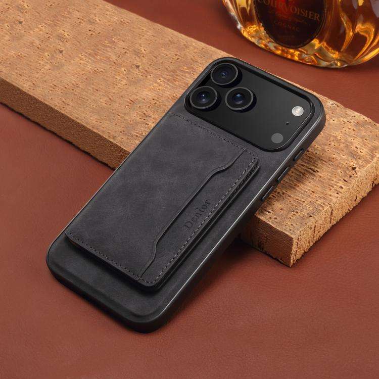 Denior D13 Retro Texture Leather MagSafe Card Bag Phone Case, For iPhone 18 Pro / 17 Pro, For iPh...