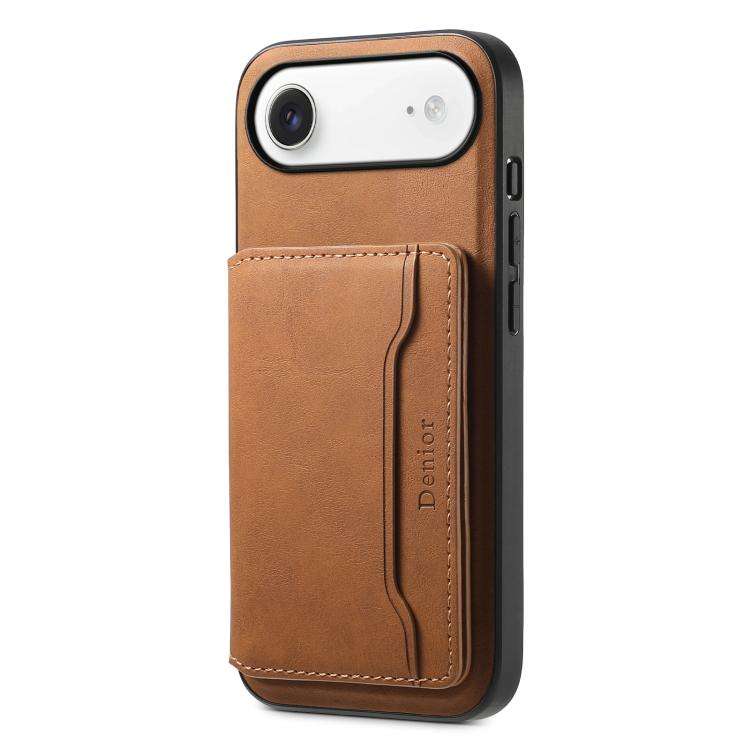 Denior D13 Retro Texture Leather MagSafe Card Bag Phone Case, For iPhone 18 Pro / 17 Pro, For iPh...