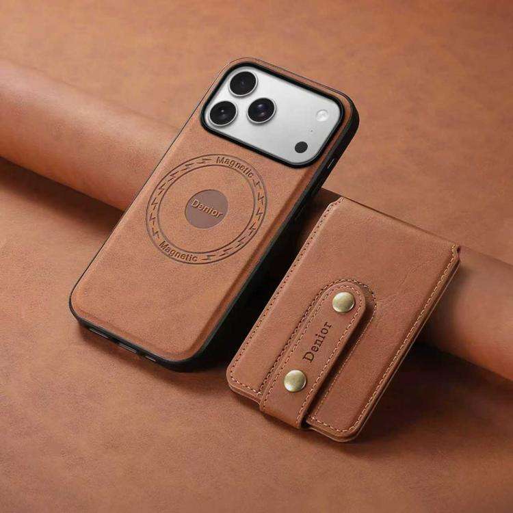 Denior D14 NK Retro Pattern MagSafe Magnetic Card Holder Leather Phone Case, For iPhone 18 Pro / ...