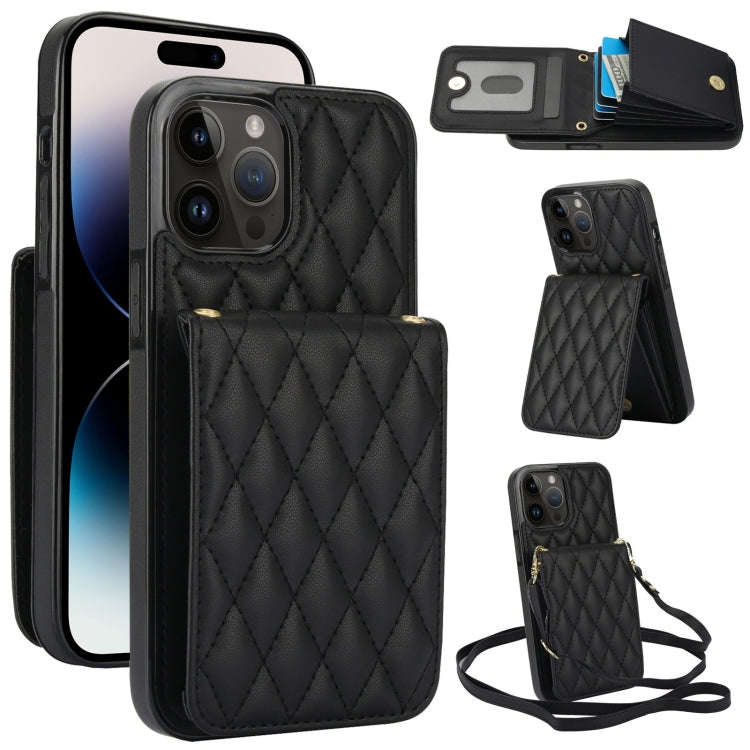 YM015 Crossbody Rhombic Card Bag RFID Phone Case, For iPhone 14 Pro Max, For iPhone 13 Pro Max, F...