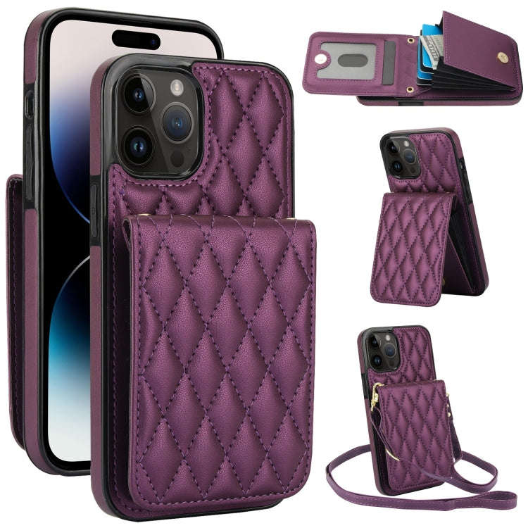 YM015 Crossbody Rhombic Card Bag RFID Phone Case, For iPhone 14 Pro Max, For iPhone 13 Pro Max, F...