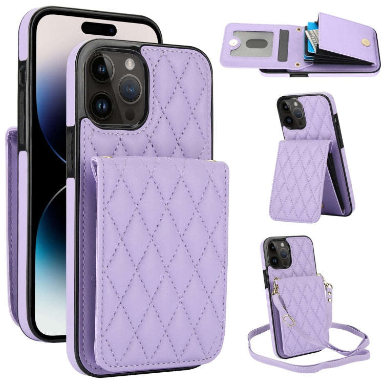 YM015 Crossbody Rhombic Card Bag RFID Phone Case, For iPhone 14 Pro Max, For iPhone 13 Pro Max, F...