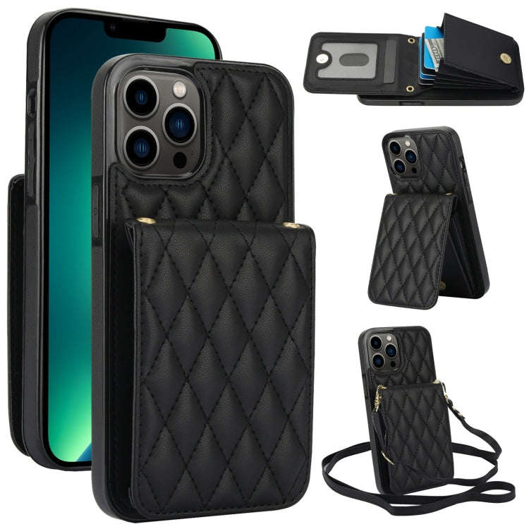 YM015 Crossbody Rhombic Card Bag RFID Phone Case, For iPhone 14 Pro Max, For iPhone 13 Pro Max, F...