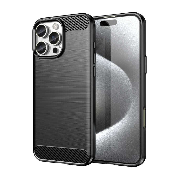 Brushed Texture Carbon Fiber TPU Phone Case, For iPhone 18 Pro, For iPhone 18 Pro Max, For iPhone...