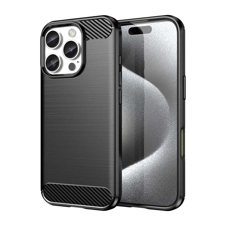 Brushed Texture Carbon Fiber TPU Phone Case, For iPhone 18 Pro, For iPhone 18 Pro Max, For iPhone...