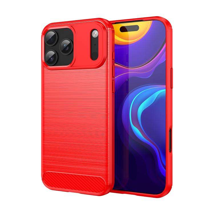 Brushed Texture Carbon Fiber TPU Phone Case, For iPhone 18 Pro, For iPhone 18 Pro Max, For iPhone...