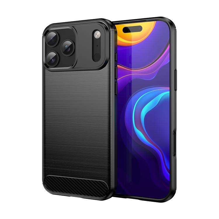 Brushed Texture Carbon Fiber TPU Phone Case, For iPhone 18 Pro, For iPhone 18 Pro Max, For iPhone...