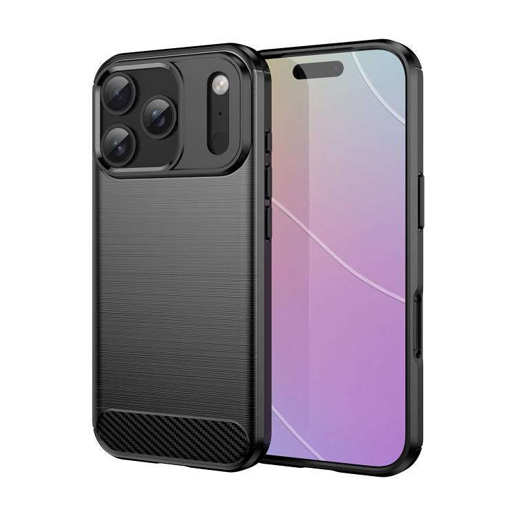 Brushed Texture Carbon Fiber TPU Phone Case, For iPhone 18 Pro, For iPhone 18 Pro Max, For iPhone...