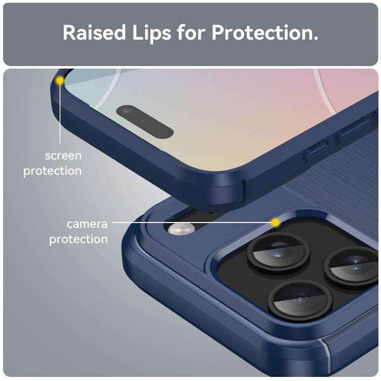 Brushed Texture Carbon Fiber TPU Phone Case, For iPhone 18 Pro, For iPhone 18 Pro Max, For iPhone...
