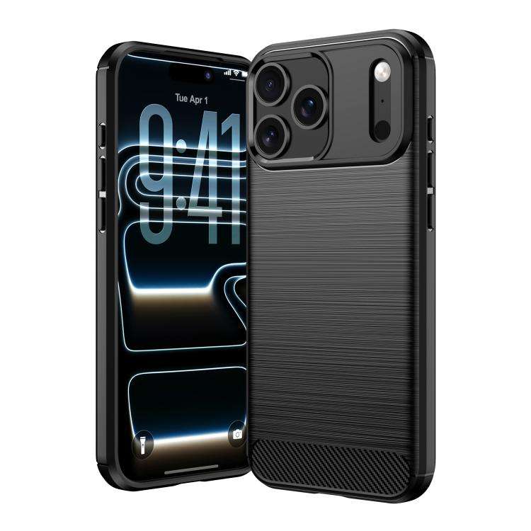 Brushed Texture Carbon Fiber TPU Phone Case, For iPhone 18 Pro, For iPhone 18 Pro Max, For iPhone...
