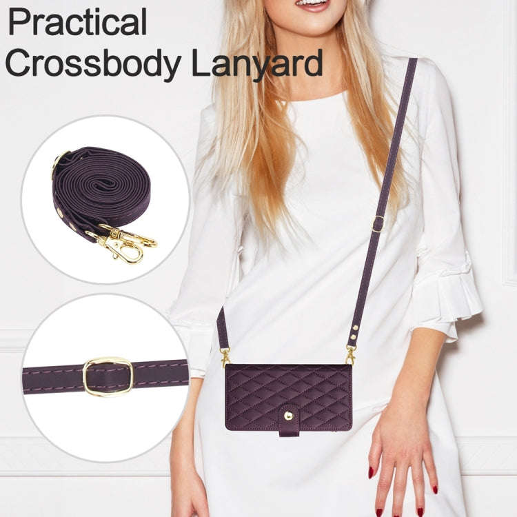 YM016 Rhombic Zipper Card Wallet Leather Phone Case with Lanyard, For iPhone XS Max, For iPhone 8...