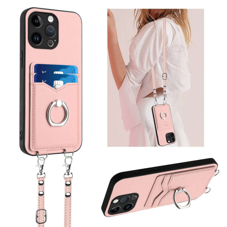 R20 Crossbody Rope Ring Card Holder Phone Case, For iPhone 18 Pro / 17 Pro, For iPhone 18 Pro Max...