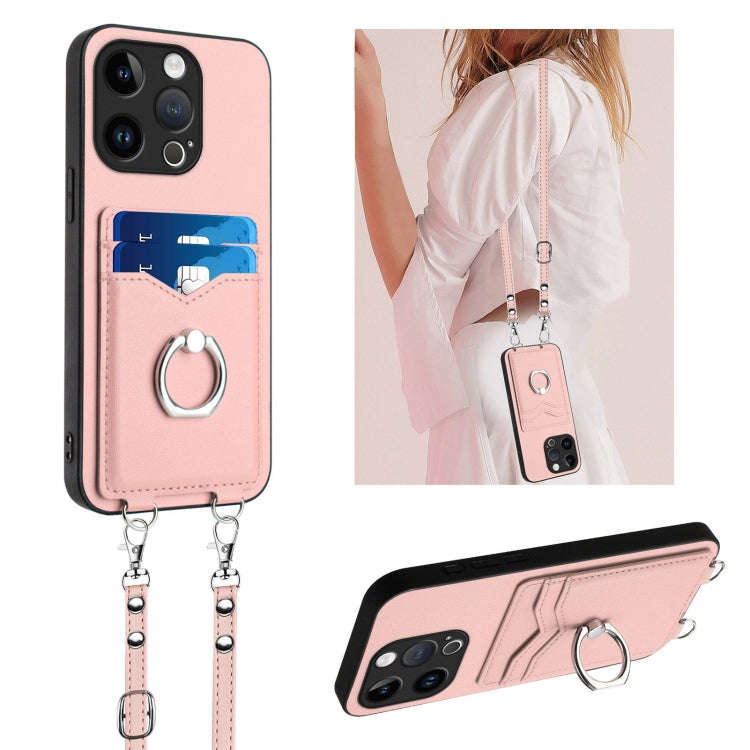 R20 Crossbody Rope Ring Card Holder Phone Case, For iPhone 18 Pro / 17 Pro, For iPhone 18 Pro Max...
