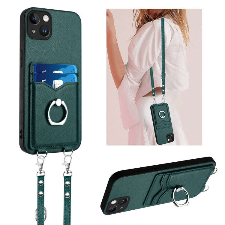 R20 Crossbody Rope Ring Card Holder Phone Case, For iPhone 18 Pro / 17 Pro, For iPhone 18 Pro Max...