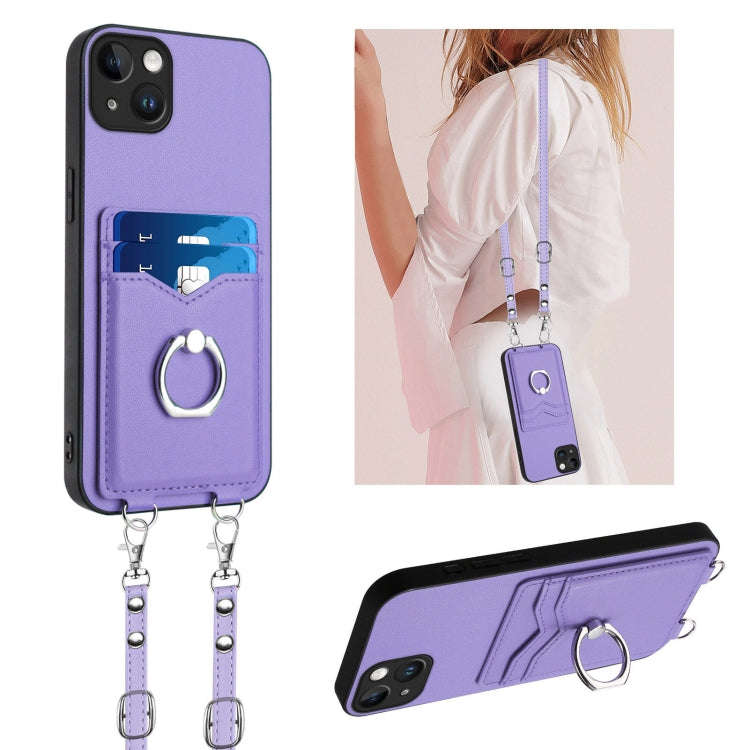R20 Crossbody Rope Ring Card Holder Phone Case, For iPhone 18 Pro / 17 Pro, For iPhone 18 Pro Max...