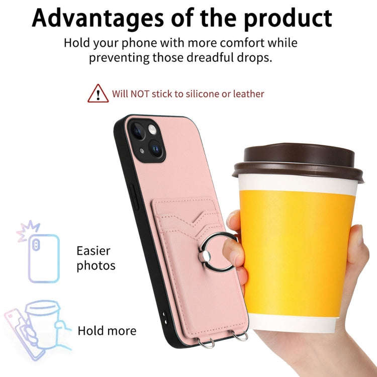 R20 Crossbody Rope Ring Card Holder Phone Case, For iPhone 14 Plus, For iPhone 14, For iPhone 14 ...