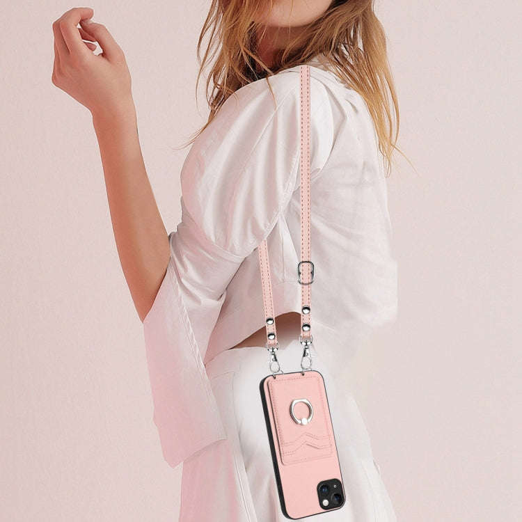 R20 Crossbody Rope Ring Card Holder Phone Case, For iPhone 14 Plus, For iPhone 14, For iPhone 14 ...