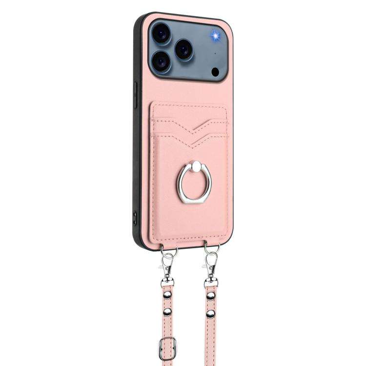 R20 Crossbody Rope Ring Card Holder Phone Case, For iPhone 18 Pro / 17 Pro, For iPhone 18 Pro Max...