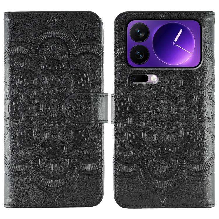 Sun Mandala Embossing Pattern Phone Leather Case, For Xiaomi 17 Pro, For Xiaomi 17, For Xiaomi 15...