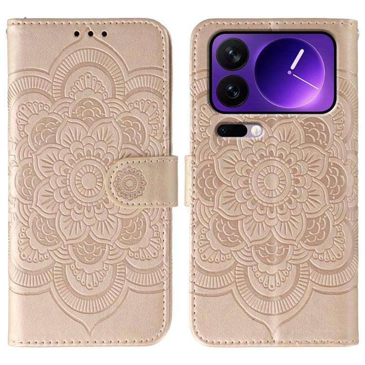 Sun Mandala Embossing Pattern Phone Leather Case, For Xiaomi 17 Pro, For Xiaomi 17, For Xiaomi 15...