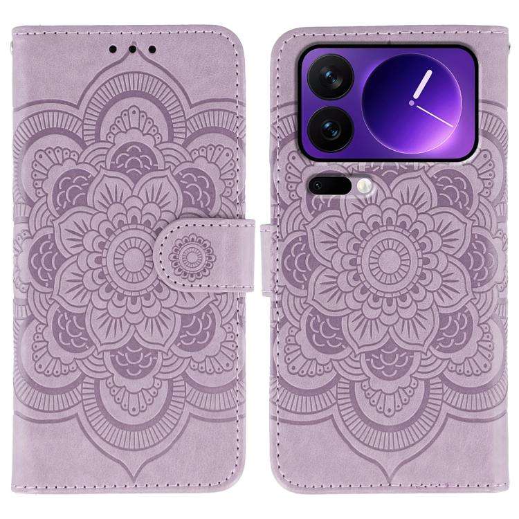 Sun Mandala Embossing Pattern Phone Leather Case, For Xiaomi 17 Pro, For Xiaomi 17, For Xiaomi 15...