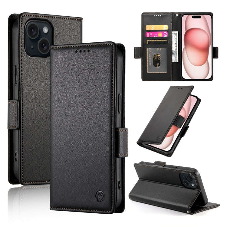 Side Buckle Magnetic Frosted Leather Phone Case, For iPhone 15, For iPhone 14 Plus, For iPhone 14...