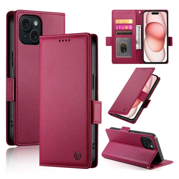 Side Buckle Magnetic Frosted Leather Phone Case, For iPhone 15, For iPhone 14 Plus, For iPhone 14...