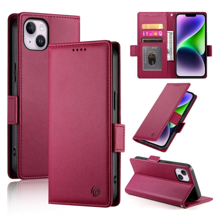 Side Buckle Magnetic Frosted Leather Phone Case, For iPhone 15, For iPhone 14 Plus, For iPhone 14...