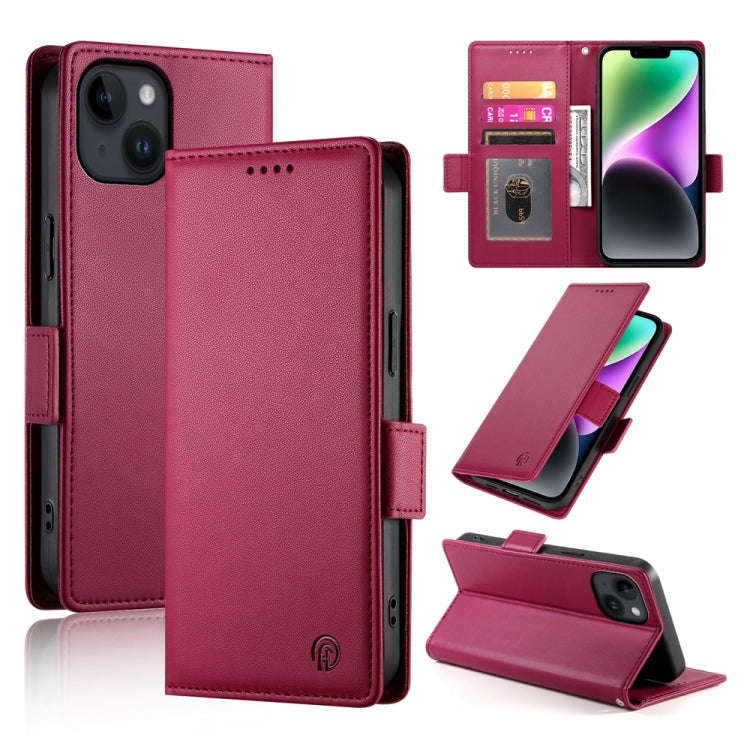 Side Buckle Magnetic Frosted Leather Phone Case, For iPhone 15, For iPhone 14 Plus, For iPhone 14...
