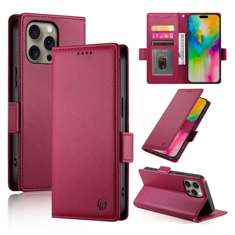 Side Buckle Magnetic Frosted Leather Phone Case, For iPhone 18 Pro / 17 Pro, For iPhone 18 Pro Ma...