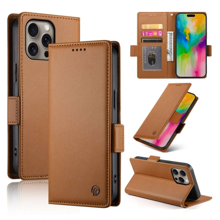 Side Buckle Magnetic Frosted Leather Phone Case, For iPhone 18 Pro / 17 Pro, For iPhone 18 Pro Ma...