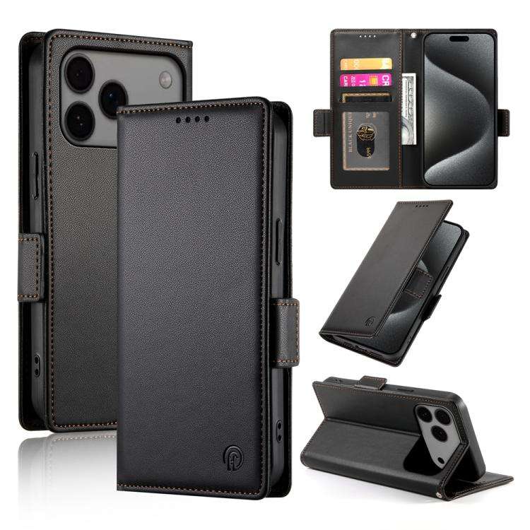 Side Buckle Magnetic Frosted Leather Phone Case, For iPhone 18 Pro / 17 Pro, For iPhone 18 Pro Ma...