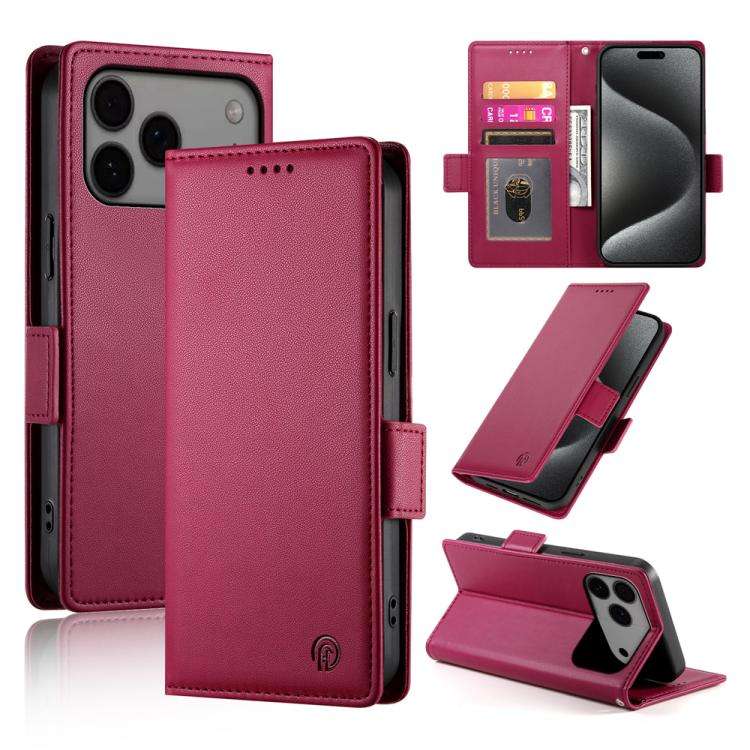 Side Buckle Magnetic Frosted Leather Phone Case, For iPhone 18 Pro / 17 Pro, For iPhone 18 Pro Ma...