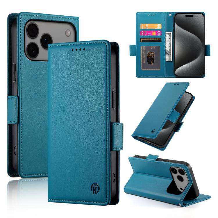Side Buckle Magnetic Frosted Leather Phone Case, For iPhone 18 Pro / 17 Pro, For iPhone 18 Pro Ma...