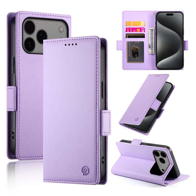 Side Buckle Magnetic Frosted Leather Phone Case, For iPhone 18 Pro / 17 Pro, For iPhone 18 Pro Ma...