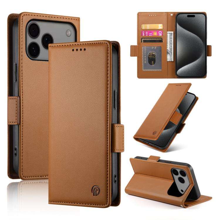 Side Buckle Magnetic Frosted Leather Phone Case, For iPhone 18 Pro / 17 Pro, For iPhone 18 Pro Ma...
