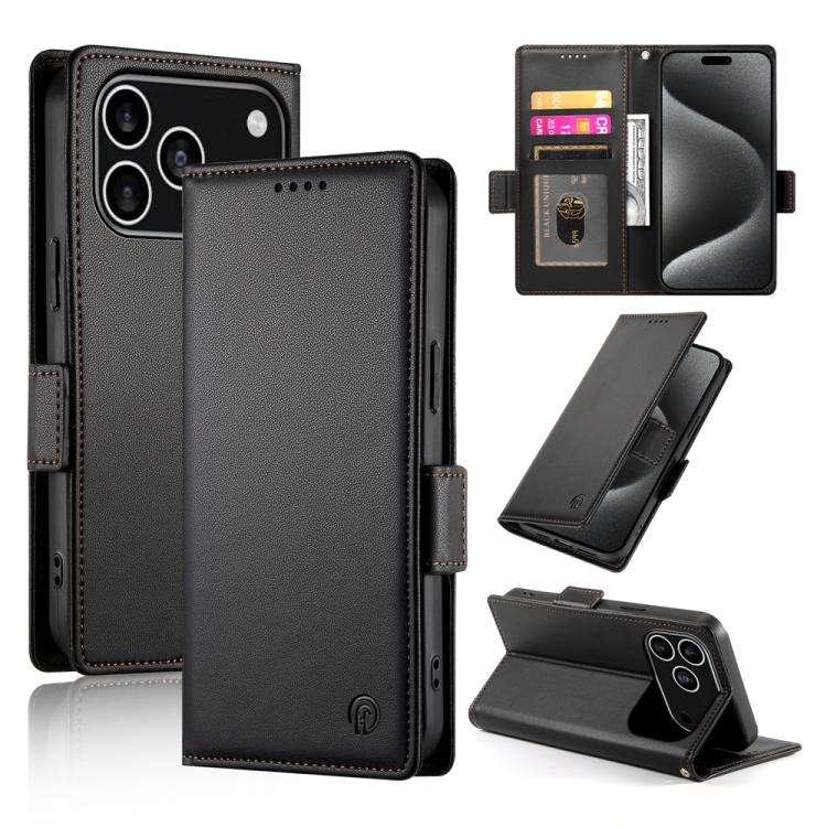 Side Buckle Magnetic Frosted Leather Phone Case, For iPhone 18 Pro / 17 Pro, For iPhone 18 Pro Ma...