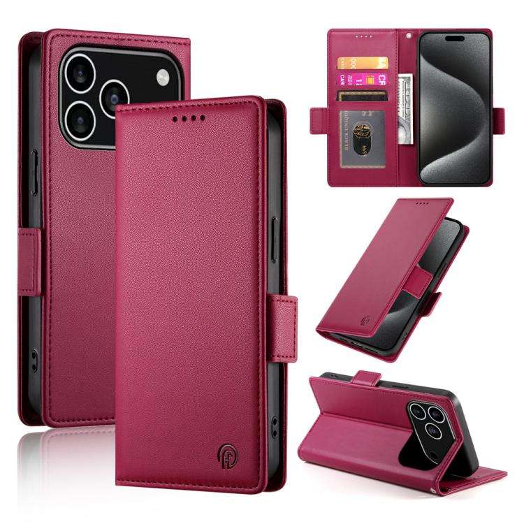 Side Buckle Magnetic Frosted Leather Phone Case, For iPhone 18 Pro / 17 Pro, For iPhone 18 Pro Ma...