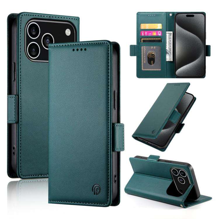 Side Buckle Magnetic Frosted Leather Phone Case, For iPhone 18 Pro / 17 Pro, For iPhone 18 Pro Ma...
